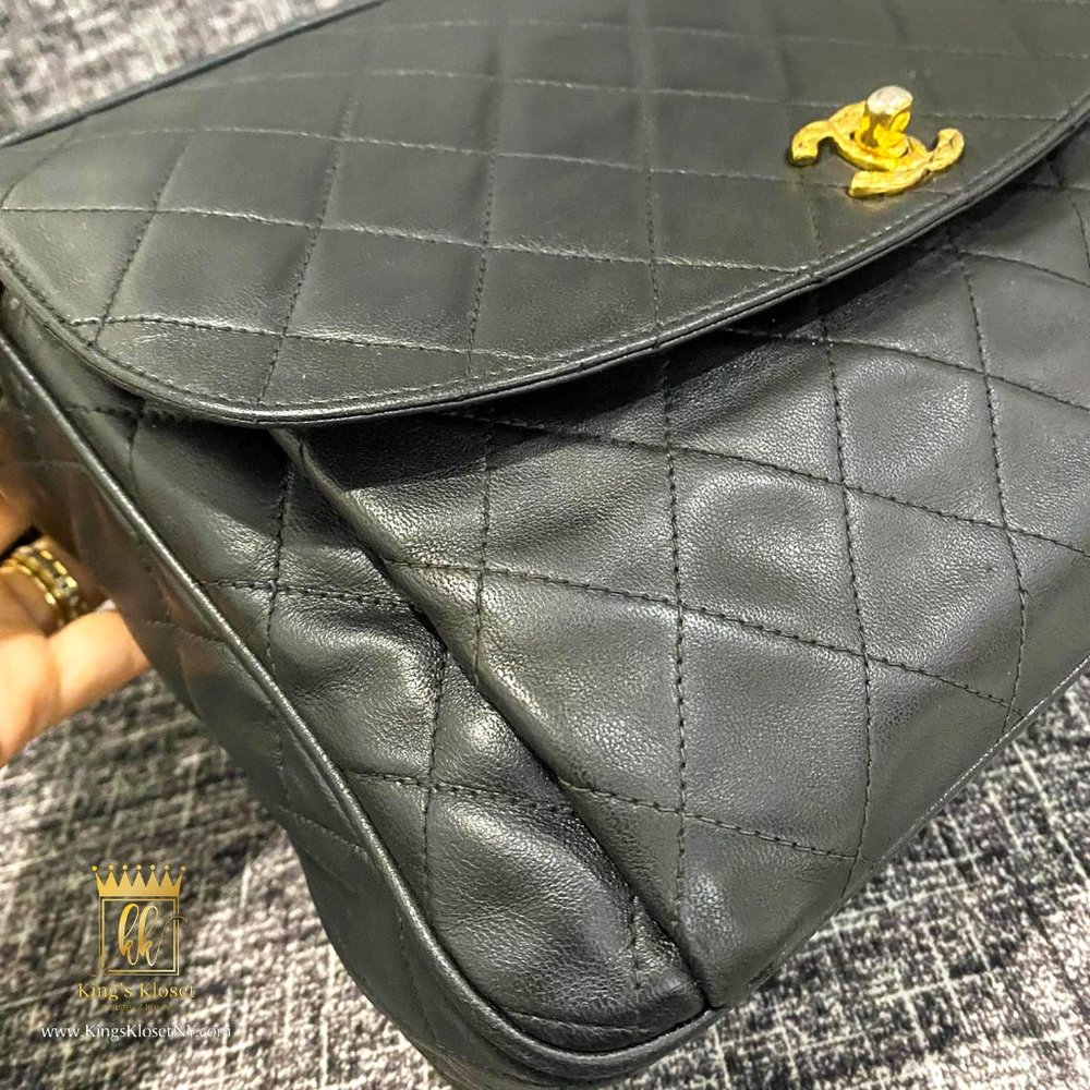 Chanel Vintage 90's Black Caviar Quilted Classic Flap Crossbody Shoulder Bag - Picture 12 of 15